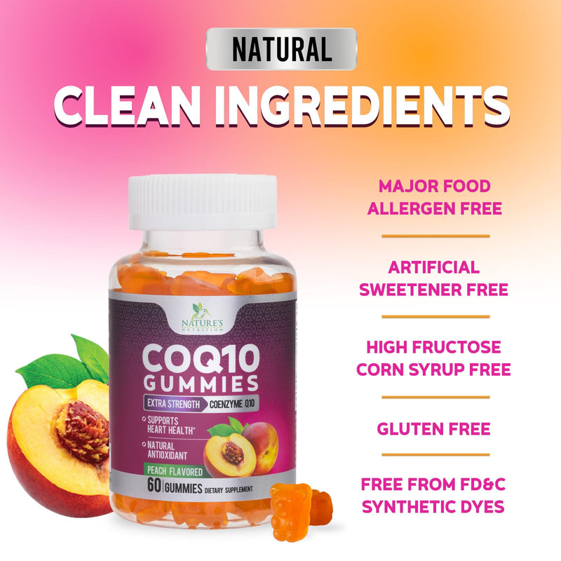 CoQ10 Gummies - Coenzyme Q10 100mg Per Serving - 3X Strength, High Absorption, Antioxidant Supplements for Heart Health Support & Energy Production, Ultra Coq 10 Vitamins Supplement - 60 Gummies 60 Count (Pack of 1)