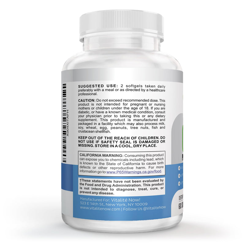 Vitalité Now! Choline Phosphatidyl, High Potency, Phosphatidylcholine 420mg | Phospholipid, Pregnancy Support, Mental Clarity, Energy, Liver, Brain, & Cognitive Health, Softgels, Non-GMO, Made in USA
