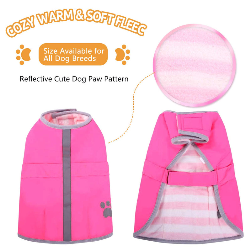Queenmore Cold Weather Dog Coats Loft Reversible Winter Fleece Dog Vest Waterproof Pet Jacket Available in Extra Small, Small, Medium, Large Extra Large Sizes Pink - BeesActive Australia