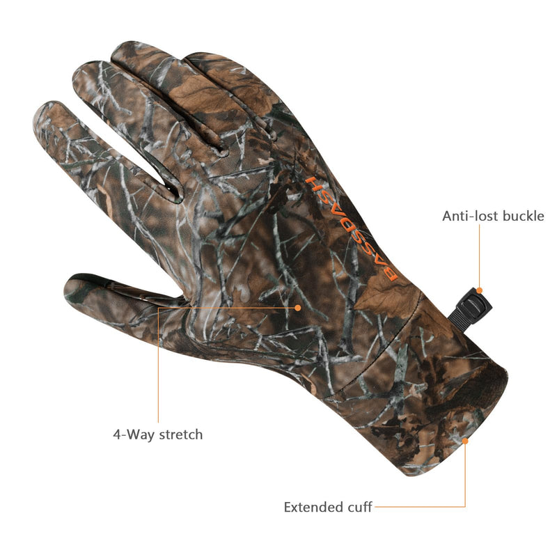 BASSDASH Unisex Fleece Liner Lightweight Camo Hunting Gloves Touchscreen Warm Gloves for Fishing Photography HG07 Autumn Forest Medium - BeesActive Australia