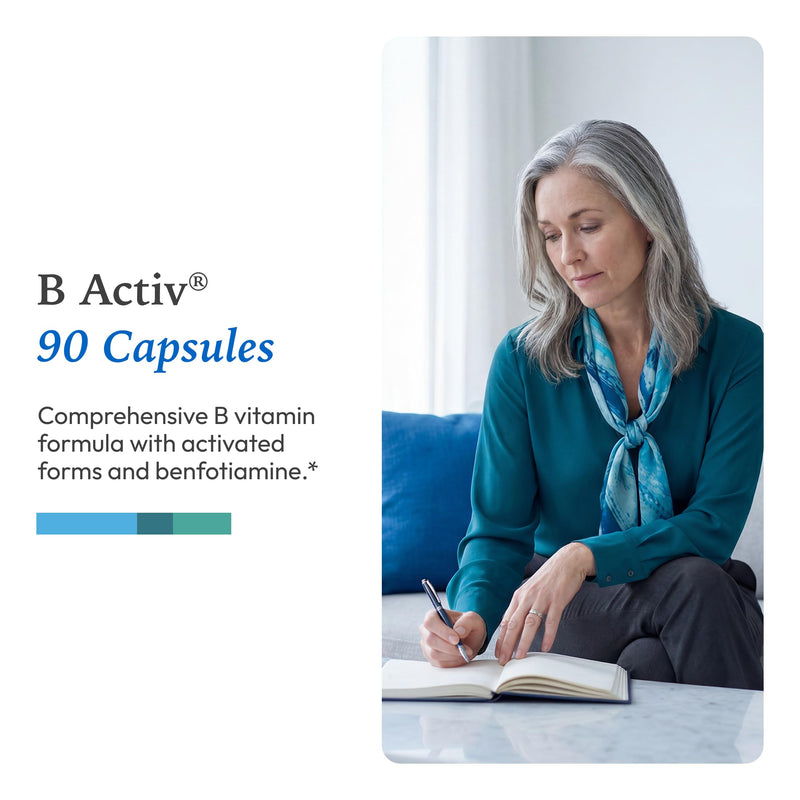 XYMOGEN B Activ - B Vitamins Supplement for Carbohydrate Metabolism Support - Supports Nervous System, Adrenal & Immune Function - Gluten-Free & Vegetarian - 90 Count (Pack of 1) | B Vitamins Supplement for Carbohydrate Metabolism Support, Supports Ner...