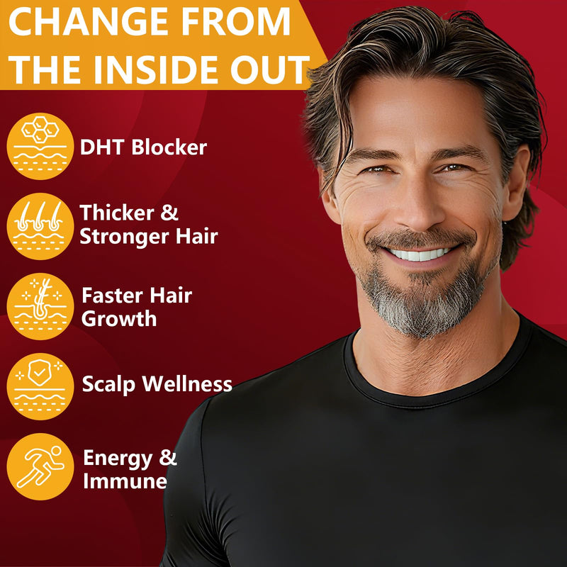 DHT Blocker for Men with Saw Palmetto & Biotin 10000mcg, 180 Capsules | Hair Growth 1900mg DHT blocker formula with 20-in-1 herbal blend with 600mg Saw Palmetto, & Ashwagandha, Zinc & Vitamin D 90 Count (Pack of 2)