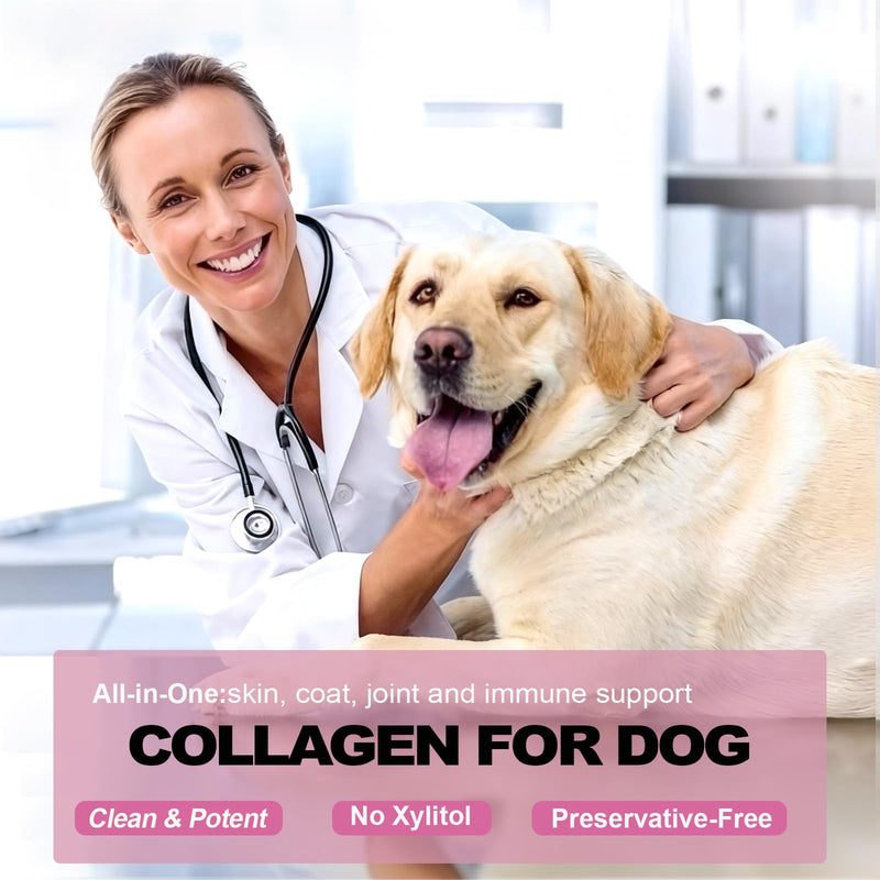 2PCS Collagen for Dogs,Daily Skin,Coat & Joint Support,Grass-Fed Peptides and Biotin,HA and Vitamin C|Bacon Flavour,60ml with Calibrated Dropper