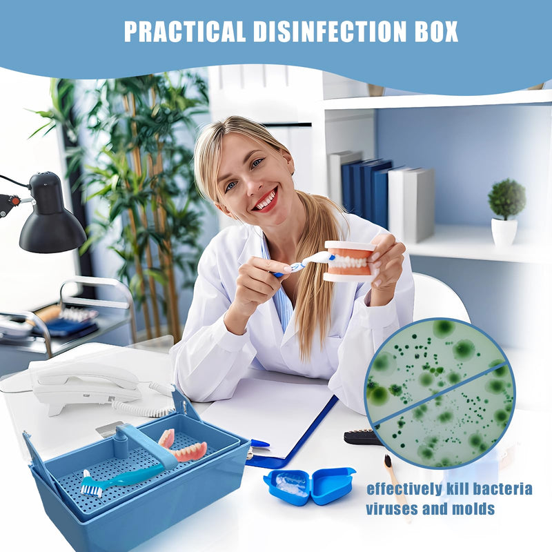 TTKBHHQ-Dental Instrument Sterilization Box, Cold Sterilization Tray Depository for Plastic Instruments for Dentistry, Dental Tools, Tattooing, and Nail Care. (blue) blue - BeesActive Australia