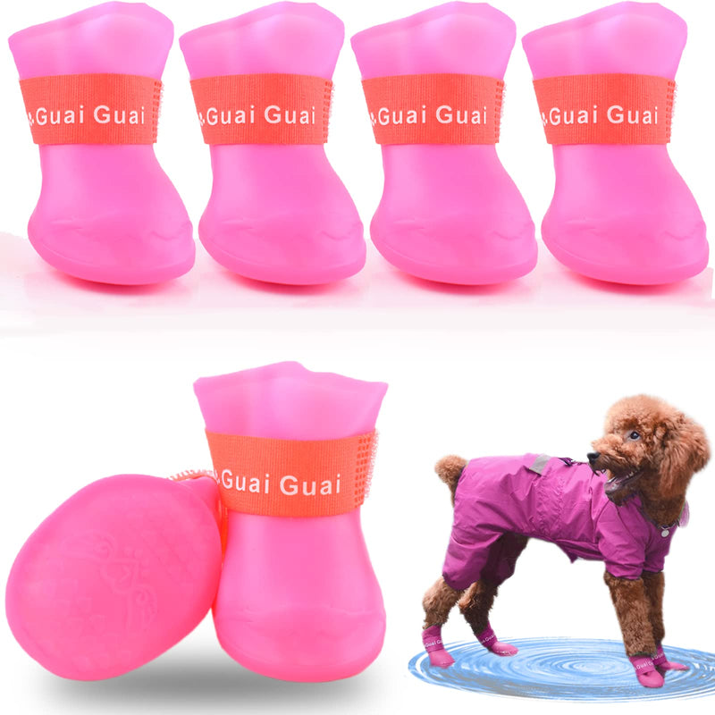 Puppy Dogs Candy Colors Anti-Slip Waterproof Rubber Rain Shoes Boots Paws Cover (Rose Red,Medium) M: 1.56''x 1.99''(W*L) Rose red - BeesActive Australia