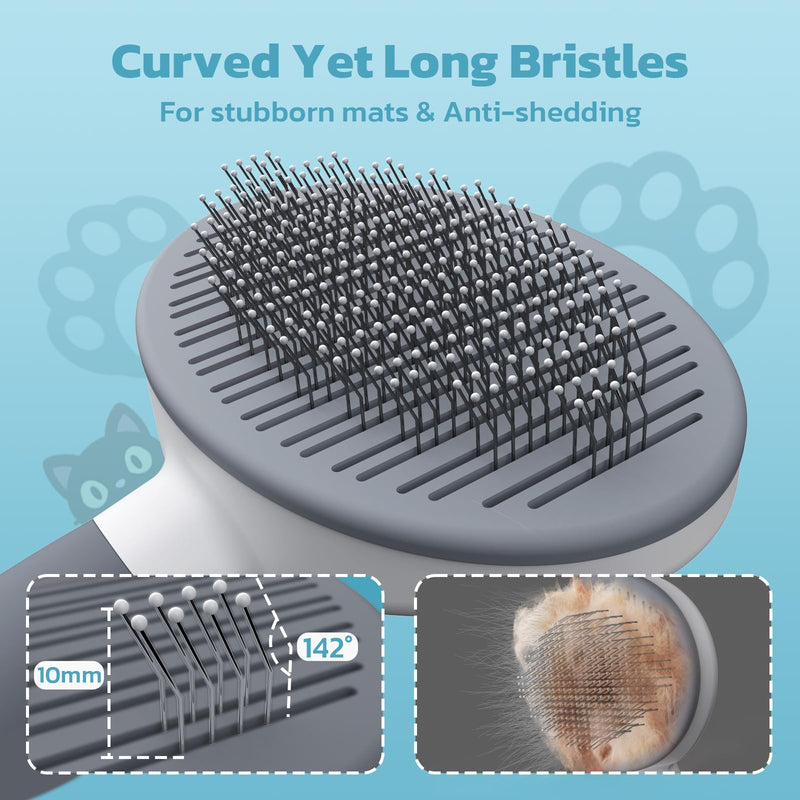 Zivacate Cat Brush Dog Brush [Ergonomic Handle & One-Click Cleaning & Patented Design] Self-cleaning brush for short and long-haired dogs/cats/rabbits, undercoat brush (dark gray) Dark Grey - BeesActive Australia