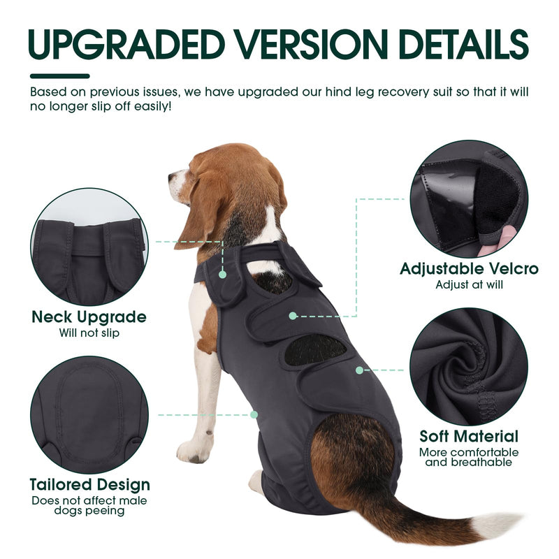 Kuoser dog bodysuit after surgery, dog bodysuit after surgery body for dog castration male dog, dog recovery suit, dog leg protection bodysuit, anti-wound licking surgery body dog, dog neck brace alternative, gray 2XL XXL (chest: 75-93cm) gray - BeesActive Australia