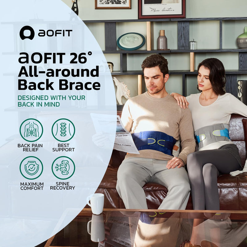 aoFIT Back Brace for Lower Back Pain Relief, Adjustable Lumbar Support Belt with Steel Plates, Dual Compression, Breathable 3D Knit Fabric, Slim Waist Design for Work, Gym, Sciatica, Herniated Disc L Large Midnight Sunburst