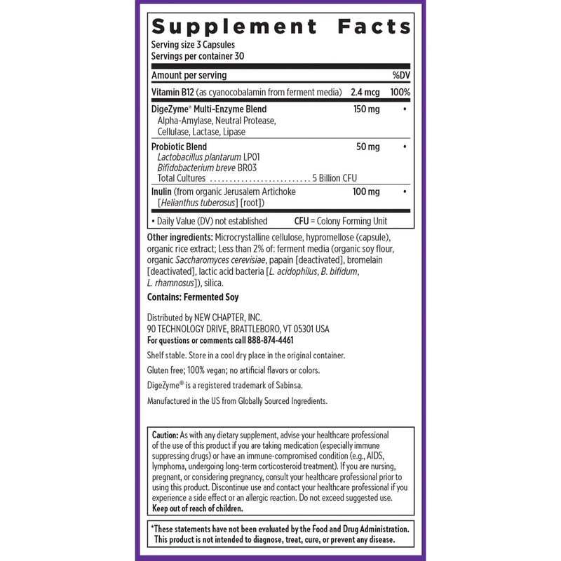 New Chapter All-Flora Enzyme Complex with Probiotics, 90 Count | Clinical-Strength Digestive Enzymes and Ultra-Concentrated Probiotics Relieve Bloating, Plus Fermented Vitamin B12