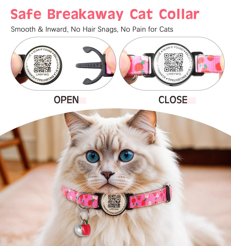 Cat Collar with QR Code, Adjustable Cat ID Collar with ID Tag, Reflective Cat Collar with Bell, Fits Small to Large Cats - BeesActive Australia
