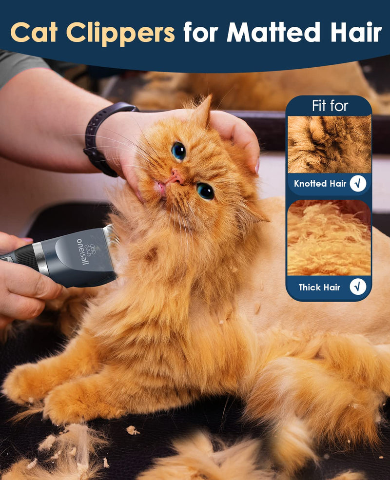 oneisall Cat Clippers for Matted Hair, Quiet Cat Shaver for Long Hair, Cordless Cat Hair Trimmer for Grooming, 2 Speed Pet Shaver Cat Grooming Kit for Cats Small Dogs Animals (Blue) Blue - BeesActive Australia