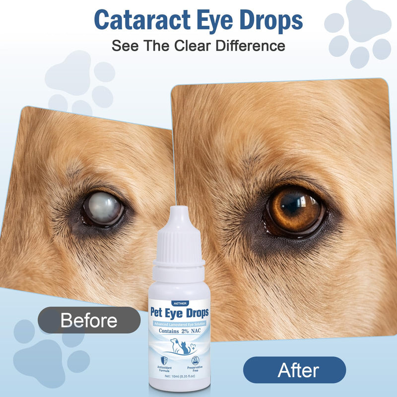 AETHER Cataract Eye Drops for Dogs – Improve Vision Clarity & Comfort, Preservative-Free, Natural Formula for Dogs