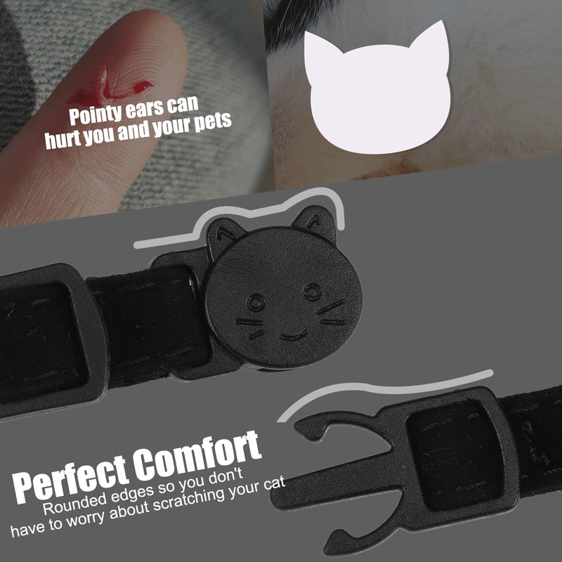 EXPAWLORER Cat Collar with Bells,Adjustable Soft Velvet Cat Collar Breakaway with Flower Accessory,Safety Quick Release Gothic Style Pet Collar for Cat,Kitten,Small Dog Black - BeesActive Australia