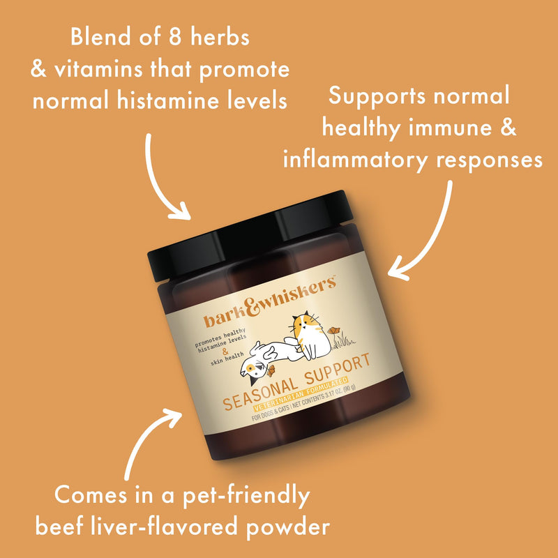 Bark & Whiskers Seasonal Support, 3.17 Oz. (90 g), 90 Scoops, Antioxidant and Immune Support, Veterinarian Formulated, Non-GMO, Dr. Mercola - PawsPlanet Australia
