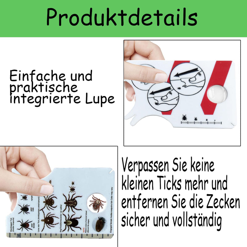 Pack of 2 tick cards with magnifying glass, tick scale card with magnifying glass, quick cleaning of ticks, tick card for people, children, dogs, cats, quickly and gently remove ticks from pets or people - BeesActive Australia