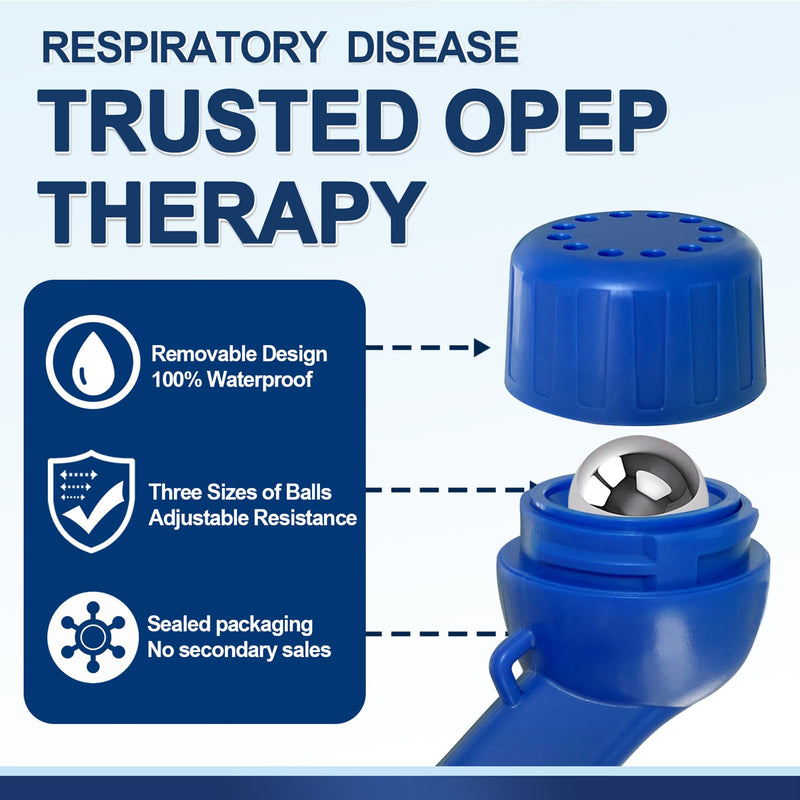 Lung Exerciser, Acapell Flutter Valve Device, Mucus Clearance and Lung Expansion Device, Breathing Trainer for Lung Recovery | Natural Expiratory Exerciser Dark Blue-e - BeesActive Australia