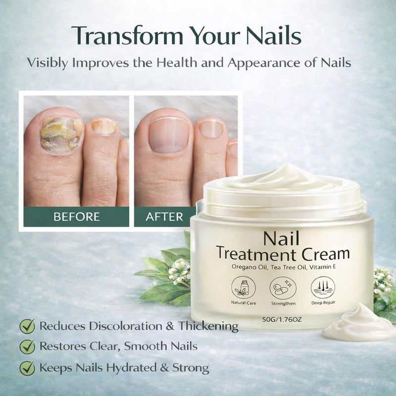 Nail Treatment Cream, Nail Repair Cream for Damaged, Cracked, Thin Nails, with Tea Tree Oil, Oregano Oil, Vitamin E, Improves Nail Appearance, Nail Strengthener & Growth, 50G/1.76OZ - BeesActive Australia