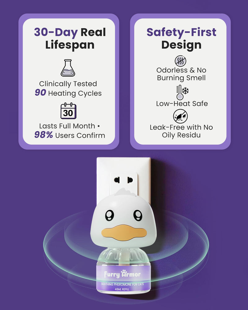 Cat Calming Pheromone Diffuser for Multi-Cat Household: 30-Day Real Lifespan - 90 Heating Cycles - Odorless - 98% Lasts as Claimed - Save 50% Cost - Reduces Fighting/Spraying - Leak-Free | Stops spraying & scratching naturally, safe low-heat, no oily r...