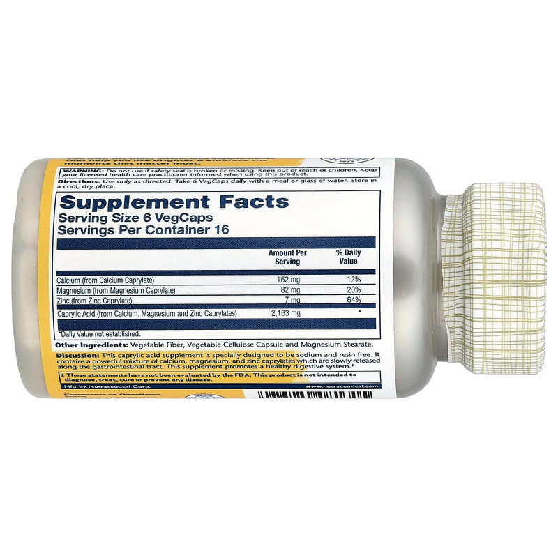 Solaray - Capryl Sodium-Free Resin-Free - 100 Vegetarian Capsules 100 Count (Pack of 1)