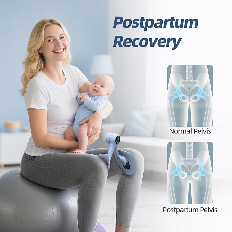 Thigh Master with Display Counter, 360° Pelvic Floor Exercise Devices, Inner Thigh Exerciser for Women, Hip & Leg Workout Device for Postpartum Recovery, Blue - BeesActive Australia