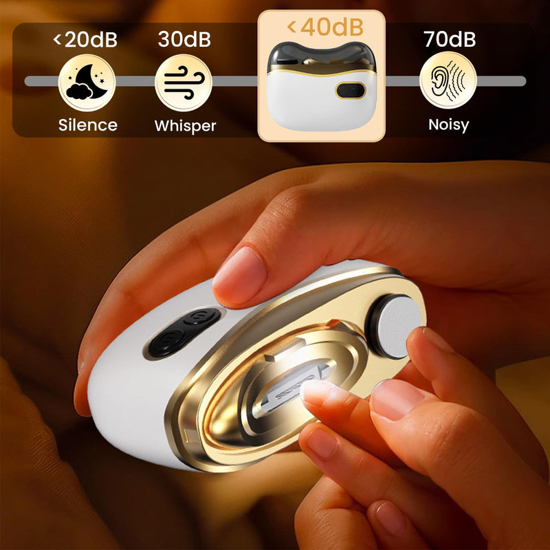 Electric Nail Clipper, Electric Automatic Nail Clippers with Light Nail Trimmer 2 Speeds Automatic Nail Clipper Storage Compartment with Debris, for Adults, the Elderly, and Children(White) White - BeesActive Australia