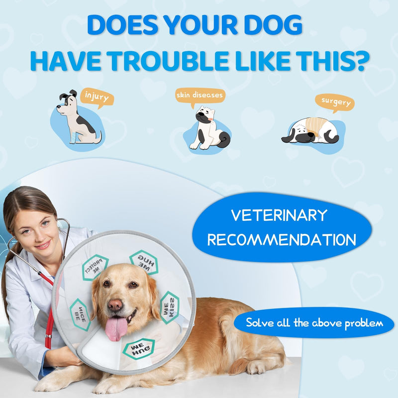 Supet Dog Collar Recovery Collar for Dogs to Prevent Licking, Adjustable Soft Elizabethan Dog Collar for Large, Medium and Small Dogs with Soft Protective Edge XL Letter - BeesActive Australia