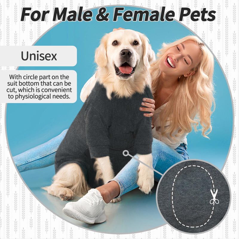 Kuoser dog bodysuit after surgery, dog pajamas, dog pajamas for medium dogs, dog bodysuit after castration, surgery body dog, dog surgery bodysuit with leg dark gray M grey - BeesActive Australia