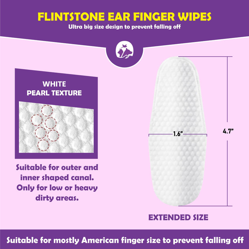 Flintstone Dog Ear Cleaner Finger Wipes – Ultra Big Dog Ear Wipes Gently Clean Ear Wax, Dirt - Ear Wipes for Dogs & Cats Soothes Ear Itching - Mild Coconut Scent - 60 Count - BeesActive Australia