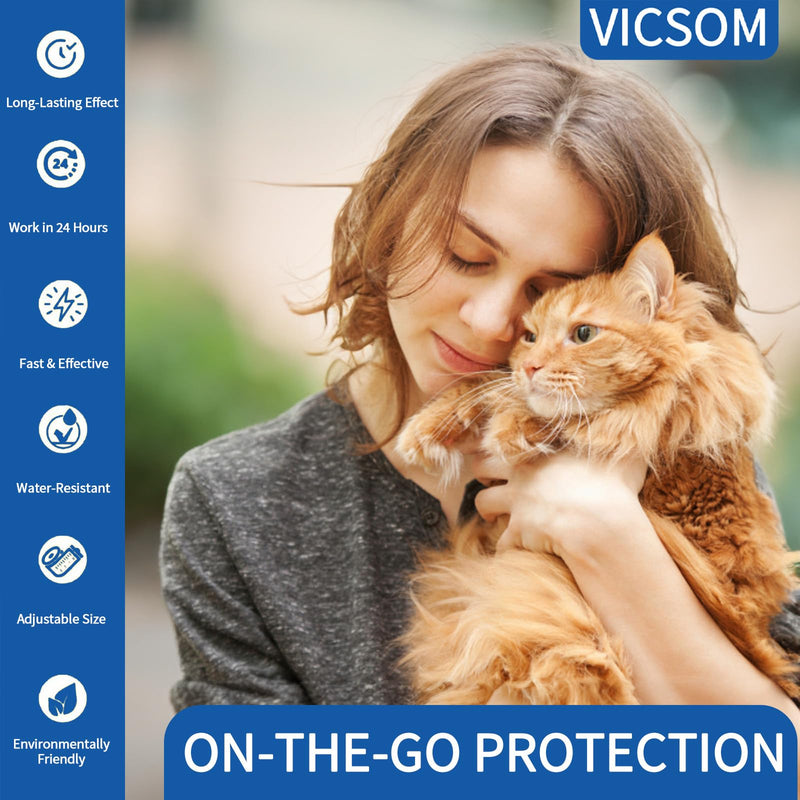4 Pack Flea Collar for Cats, Cat Flea and Tick Collar 8 Months Prevention Cat Flea and Tick Treatment, Waterproof Adjustable Cat Flea Collar, Natural Anti Tick and Flea Collar for Kitten, Blue Light Blue - BeesActive Australia