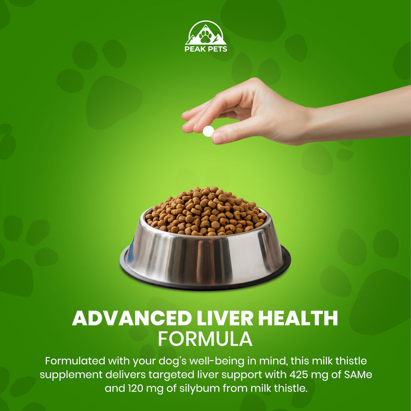 Liver Support Supplement for Large Dogs with Silymarin (Same & Silybin) S-Adenosyl-L-methionine (SAM-e) & Silybum (Milk Thistle) Dog Liver Supplement - 3rd Party Tested, Non GMO - 30 Chewable Tablets Large Dogs (Over 35 lbs)