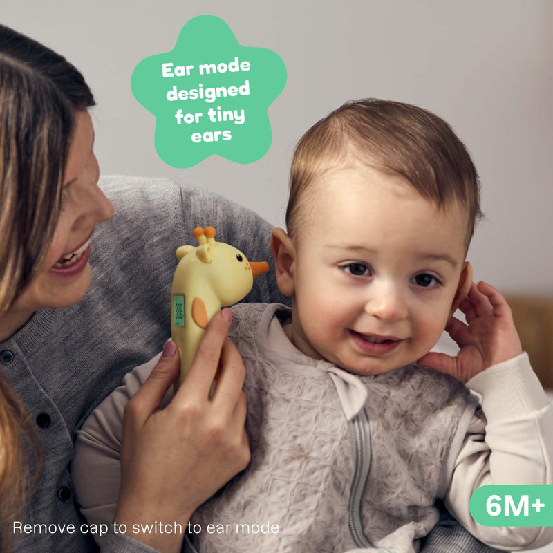 Baby Thermometer for Kids & Infants – Digital Infrared No-Touch Forehead & Ear Thermometer, 3-in-1 Contactless Thermometer with Fever Indicator, Fever Buddy Giraffe