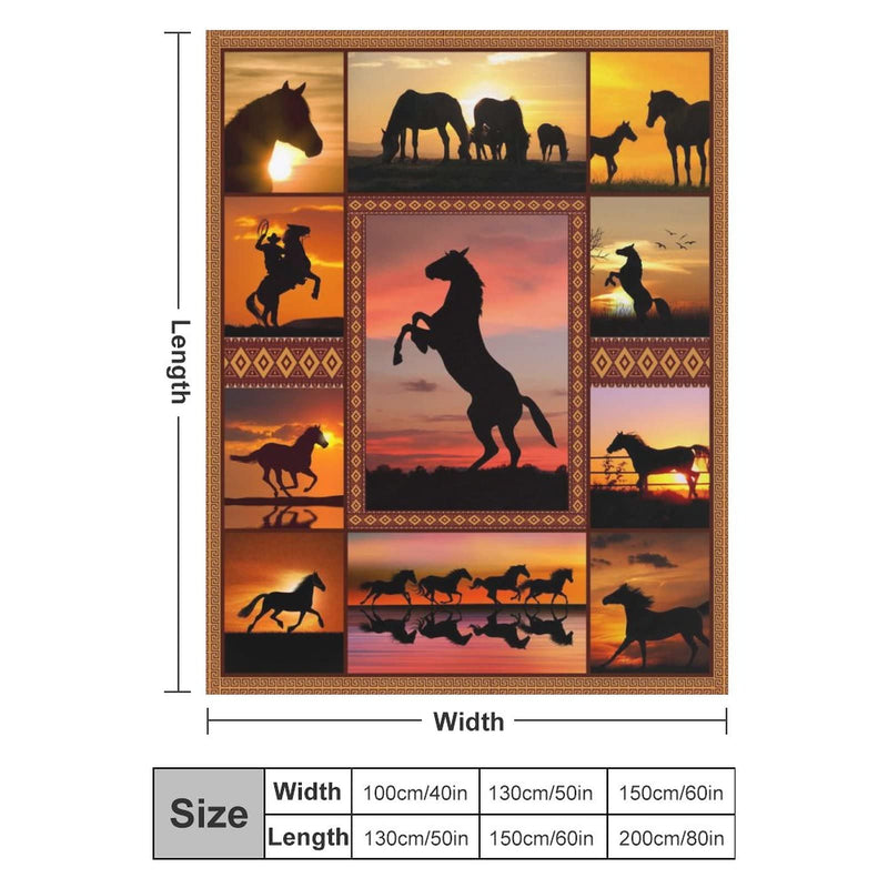 Horse Blanket Animal Print Throw Blanket, Soft Cozy Blanket Fleece Blanket Couch Blanket Bed Throw TV Blanket Horse Lovers Gifts for Girls Women Men - 40"x50"(Child) 40"x50" - BeesActive Australia