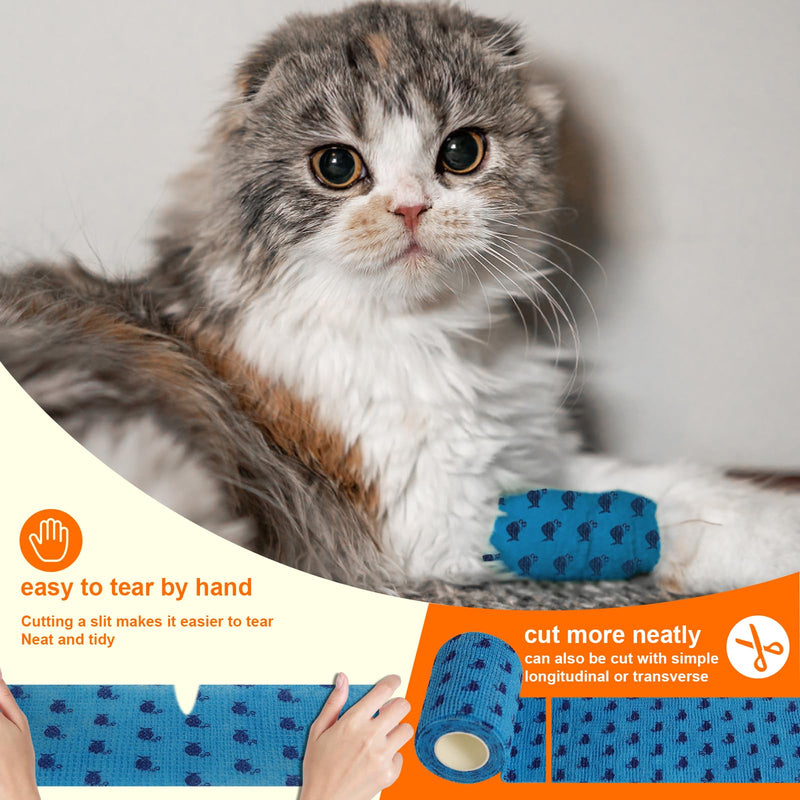 3 Inch Vet Wrap 6 Pack x 5 Yards Self Adhesive Bandage Wrap Bulk Self Adherent Veterinary Non-Woven Pet Tape for Horse Dog Cat Bird Animal 6 Bandages for First Aid Wrist Ankle Sprains Swelling - BeesActive Australia
