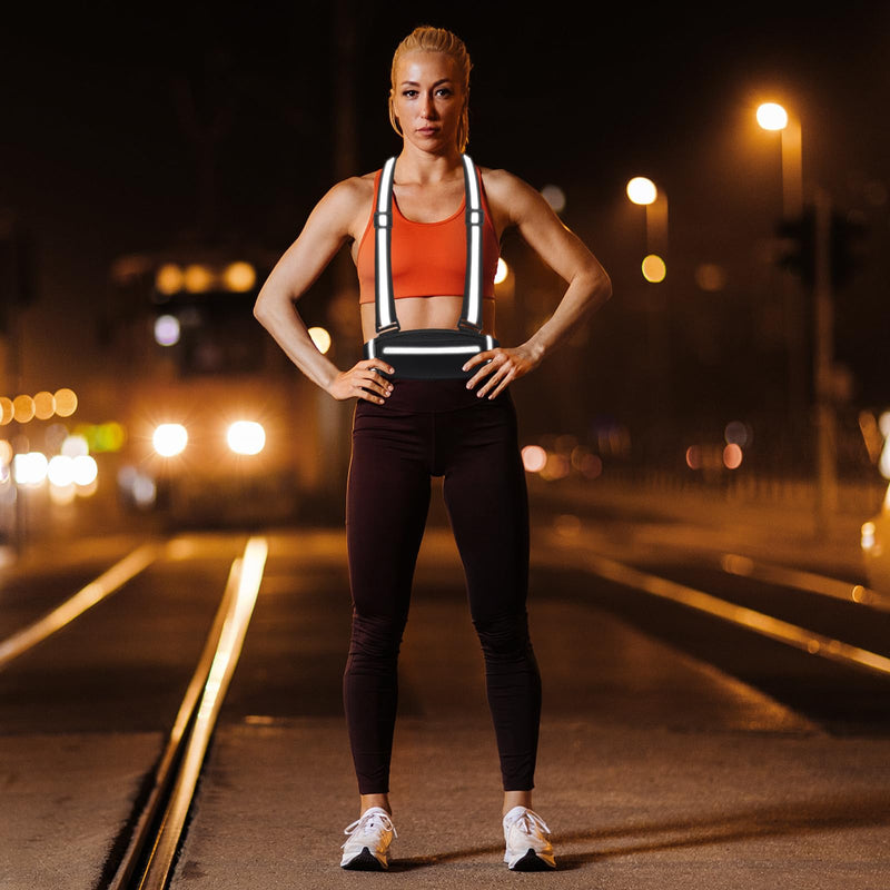 360° Reflective Running Belt & Vest | High Visibility Safety Gear with Adjustable Straps for Night Jogging, Walking, Cycling | Lightweight & Water Resistant Waist Pack - BeesActive Australia