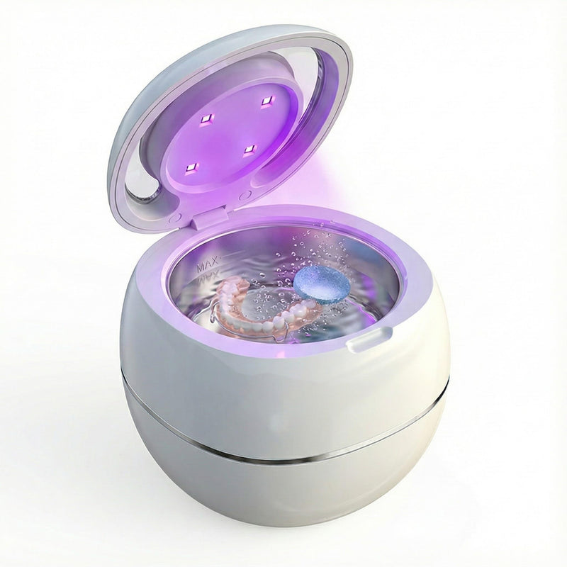 Ultrasonic Retainer Cleaner Machine, White, 42KHZ Dental Cleaning Pod For Denture, Toothbrush Heads,Jewelry, Braces, Digital Timer with 2 Modes, 180ML,304 stainless steel inner liner - BeesActive Australia