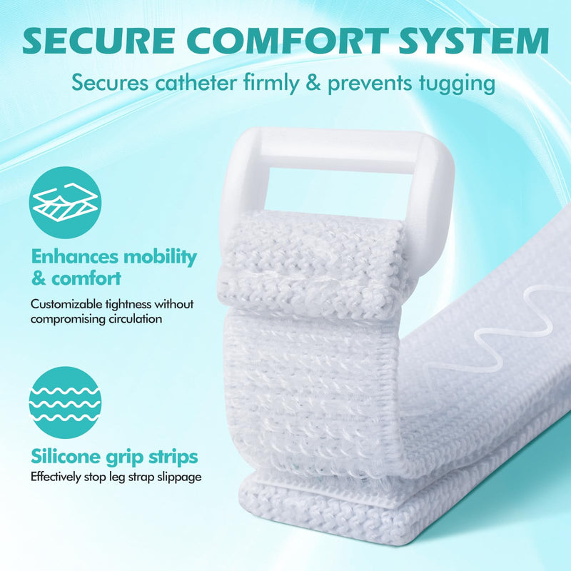 4 PCS Adjustable Anti-Slip Catheter Leg Bag Straps | Medical Cotton with Silicone Grip | Fits Foley Urinary Drainage Bags | Post-Surgery, Elderly Care | Washable, Latex-Free, Hypoallergenic Pure-white
