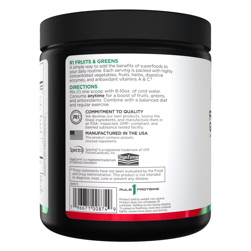 Rule 1 Proteins Fruits & Greens Powder, Mixed Berry, 30 Servings | 40+ Active Ingredients Including 4g Fruit & Vegetable Concentrates + 2g Prebiotic Fiber for Daily Wellness