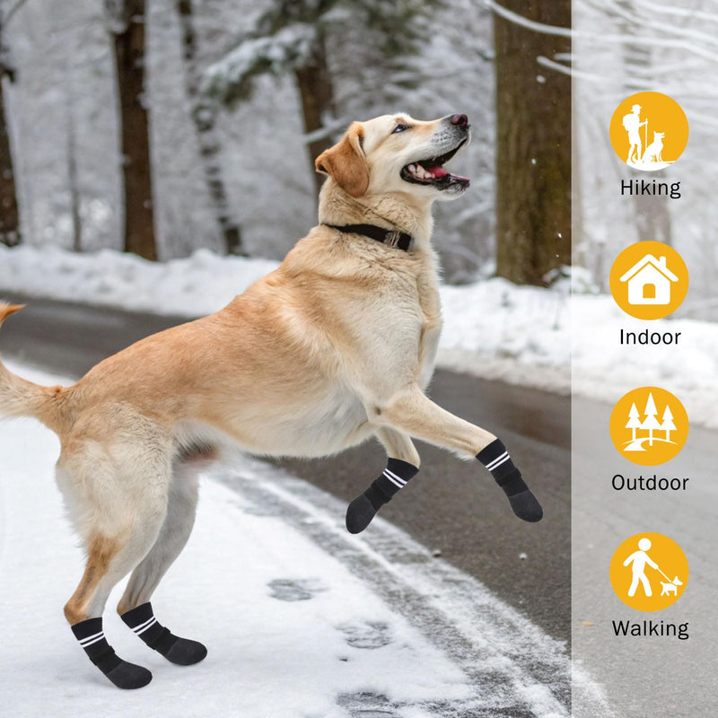 SCENEREAL Anti Slip Dog Boots & Paw Protectors for Hardwood Floor, Extended Dog Socks to Prevent Licking Paws, Waterproof Pet Snow Rain Shoe for Winter Medium Senior Dogs, Black M Medium(Paw width 2.04in/5.2cm) - BeesActive Australia
