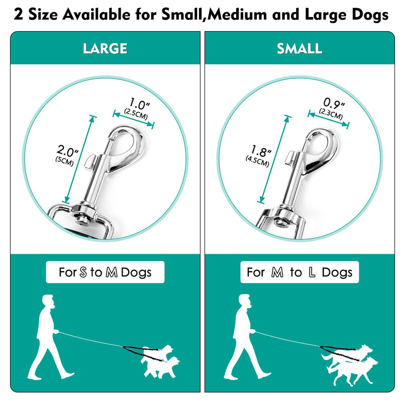 2 Dog Leash, 360° Swivel No Tangle Double Dog Walking & Training Leash, Comfortable Shock Absorbing Reflective Bungee Lead Walk 2 Dogs with Ease for 30-150lbs dogs Black - BeesActive Australia