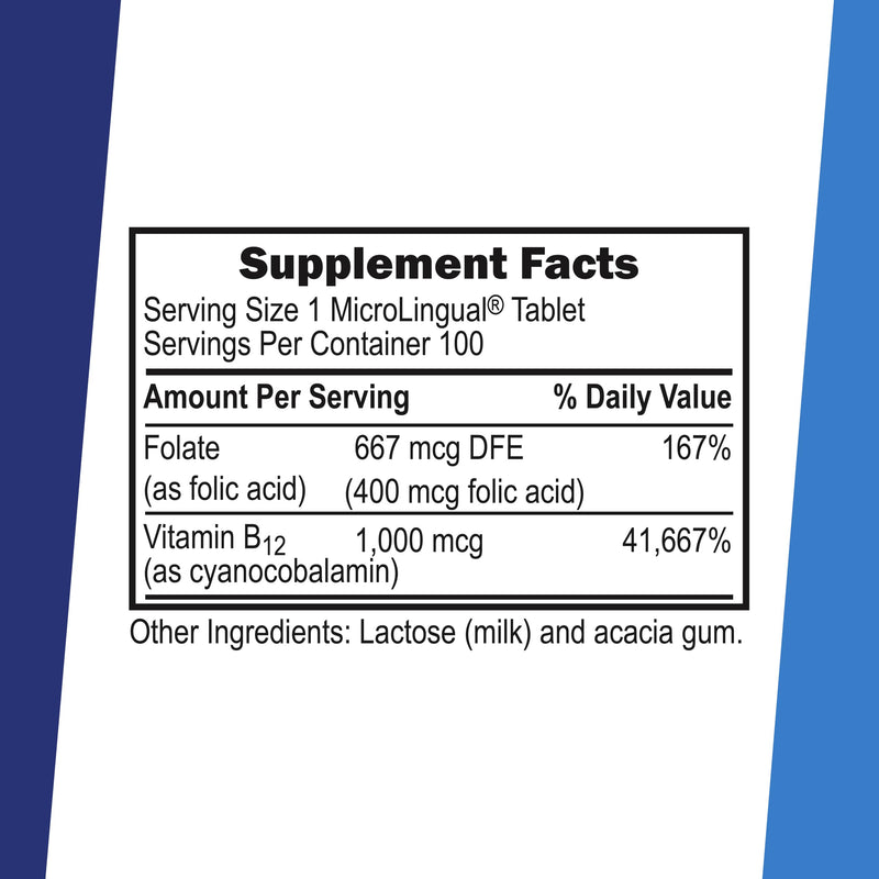 Superior Source No Shot Vitamin B-12 Cyanocobalamin 1000 mcg & Folic Acid 400 mcg - Offers Energy, Heart, Brain, & Stress Support - 100 Sublingual Dissolving Tablets 100 Count (Pack of 1)