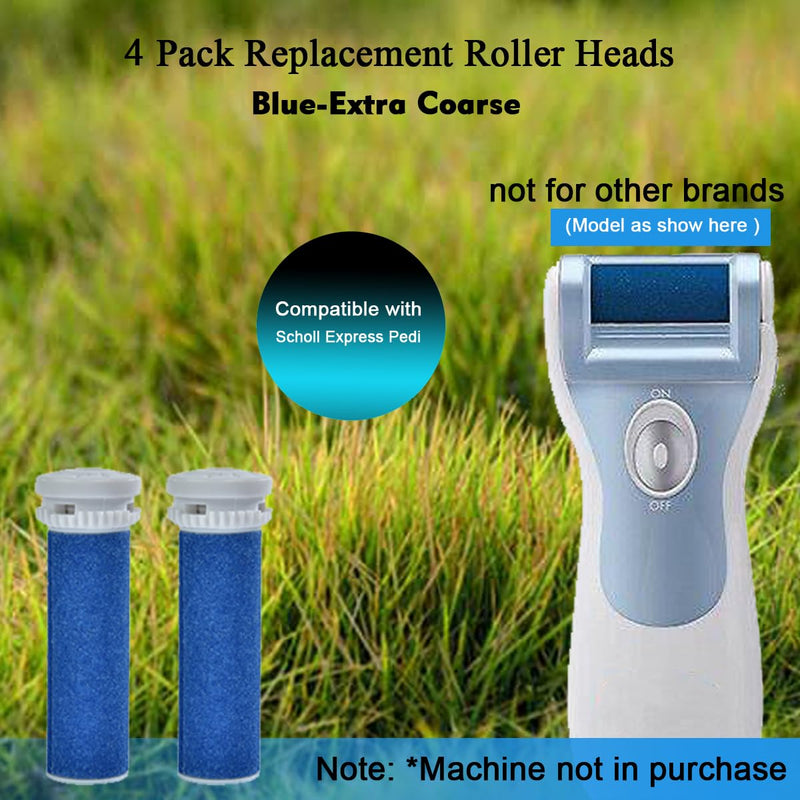 4 Pack Blue Replacement Roller Compatible with Scholl Express Pedi Foot Smoother-Extra Coarse 4 Pack - BeesActive Australia