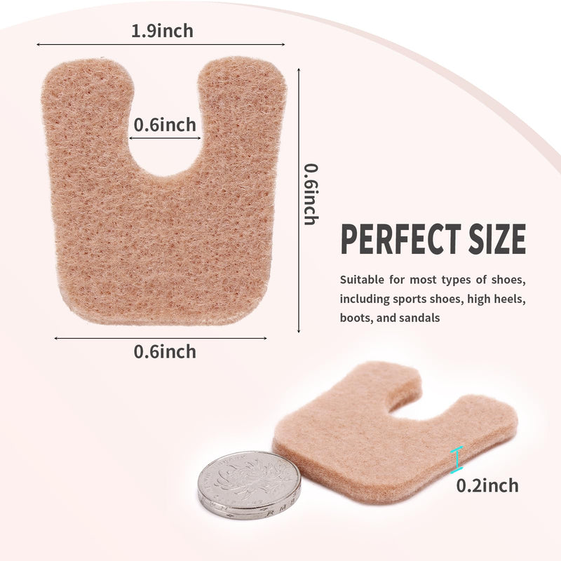 MoyRetty 60pcs U-Shaped Felt Callus Pads, Metatarsal Pads Self-Stick Cushions Protect Calluses from Rubbing on Shoes, Reduce Foot and Heel Pain
