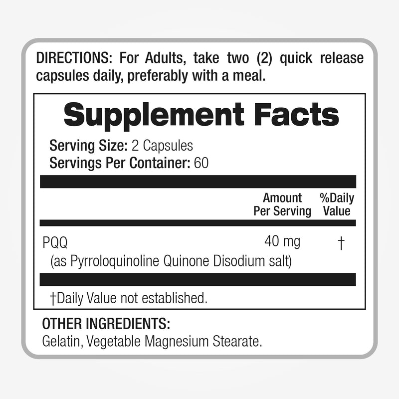 FITO MEDIC'S Lab | pqq |120 Capsules |40 mg | pqq Supplement| pqq Supplement 40 mg | pyrroloquinoline Quinone | Concentrate Extract |Ultra high Absorption.