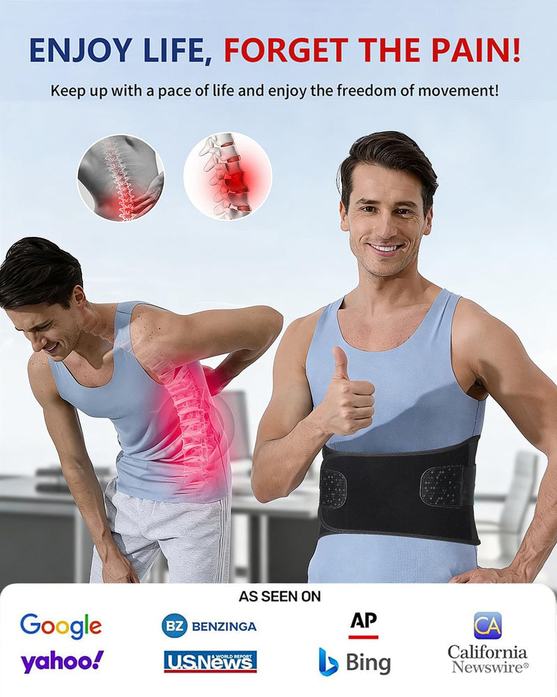 Dual X-Back Brace for Lower Back Pain Women Men, 8X Powerful Lumbar Support Belt with Bionic Support System, Breathable Mesh Design, Adjustable Back Support Belt with 3D Lumbar Pad for Sciatica, Heavy Lifting, Work(Black, L) Large(Waist:37-42.9 Inch) - BeesActive Australia