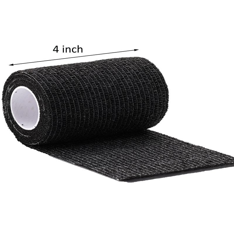 Cohesive Bandage Tape, Self Adherent Vet Wrap, Flexible Athletic Self Adhesive Bandage Wrap 4 Inch, 12 Rolls (Black) Black - BeesActive Australia