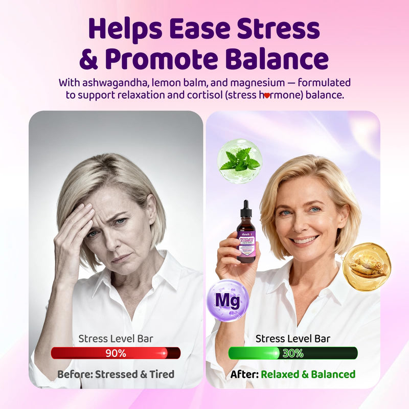 duwhot Women Methylated B-Complex Liquid Drops, 2 Fl Oz | Active B Vitamins B1 B2 B6 B9 (5-MTHF) & B12 1000 mcg, Vitamin C, Magnesium, Inositol, Choline & Herbal Blend