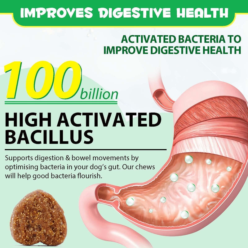 Probiotic for Dogs -Tasty Dog Treats with Natural Ingredients, Digestive Health and Immune Support, Soft Chews with Enzymes & Pumpkin – Duck Flavor – 120 Count – For All Breeds & Ages.