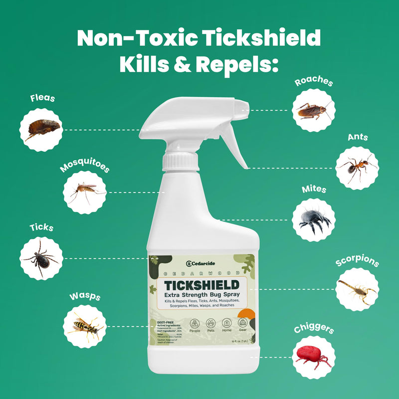 Tickshield Extra-Strength Bug Spray | Our Original Formula with an Extra Kick | for People, Gear, & Animals Over 20 Lbs (Pint) 16 Fl Oz (Pack of 1)