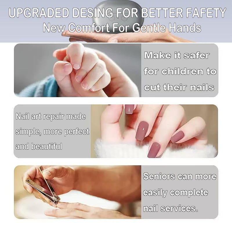 Electric Nail Clippers 3-in-1 Automatic Nail Trimmer with Polishing & LED Light – Built-in Nail File and Dust Storage | Safe Nail Cutter for Seniors, Adults, Kids & Babies