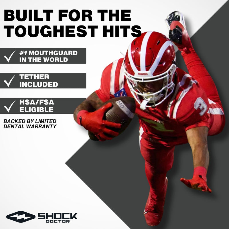 Shock Doctor Nano Double Mouthguard, Protects Upper and Lower Teeth, Youth & Adult available Carbon